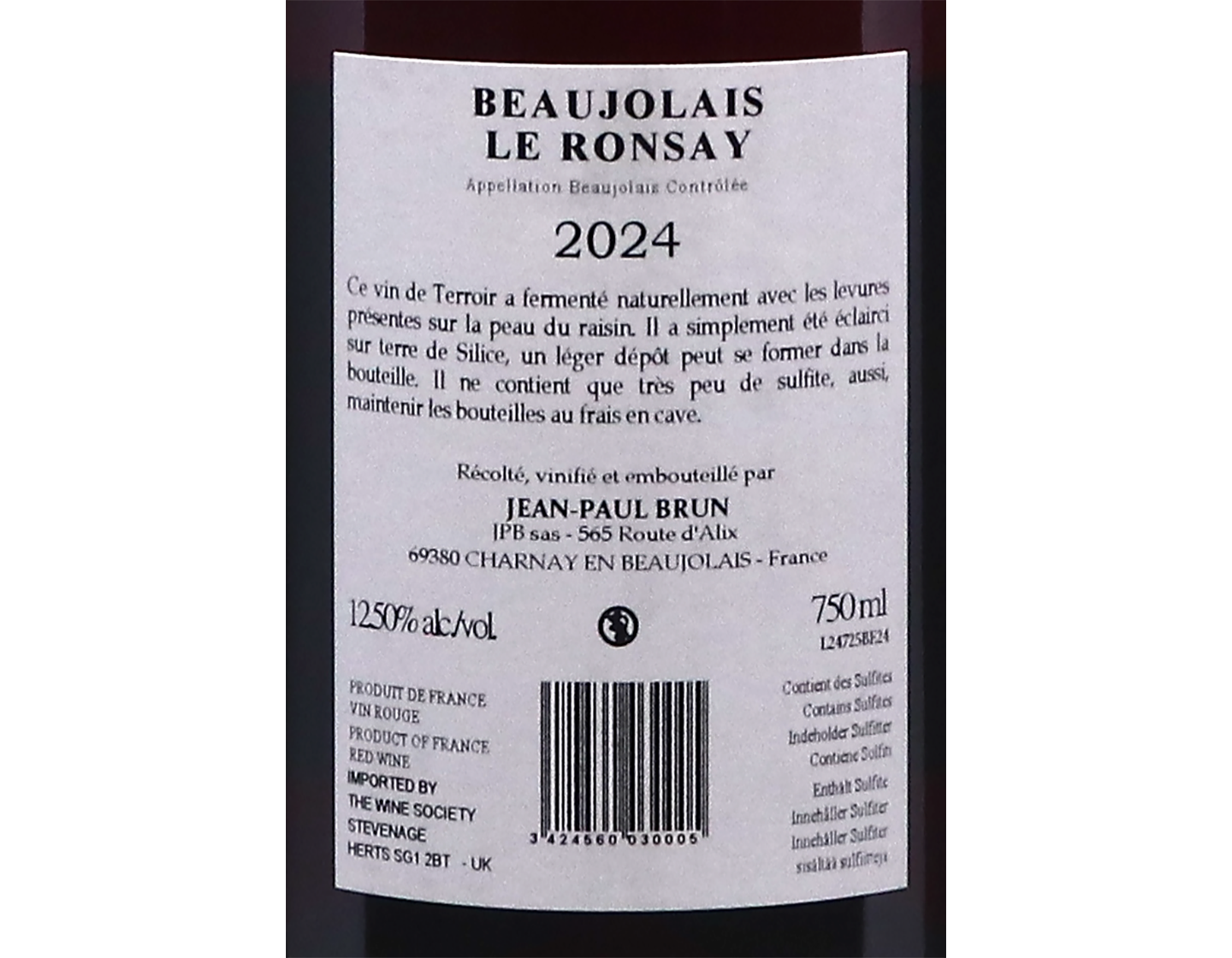 Beaujolais Le Ronsay Jean Paul Brun 2024