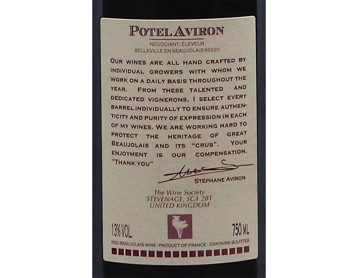 Stephane Aviron Beaujolais Quincie 2024
