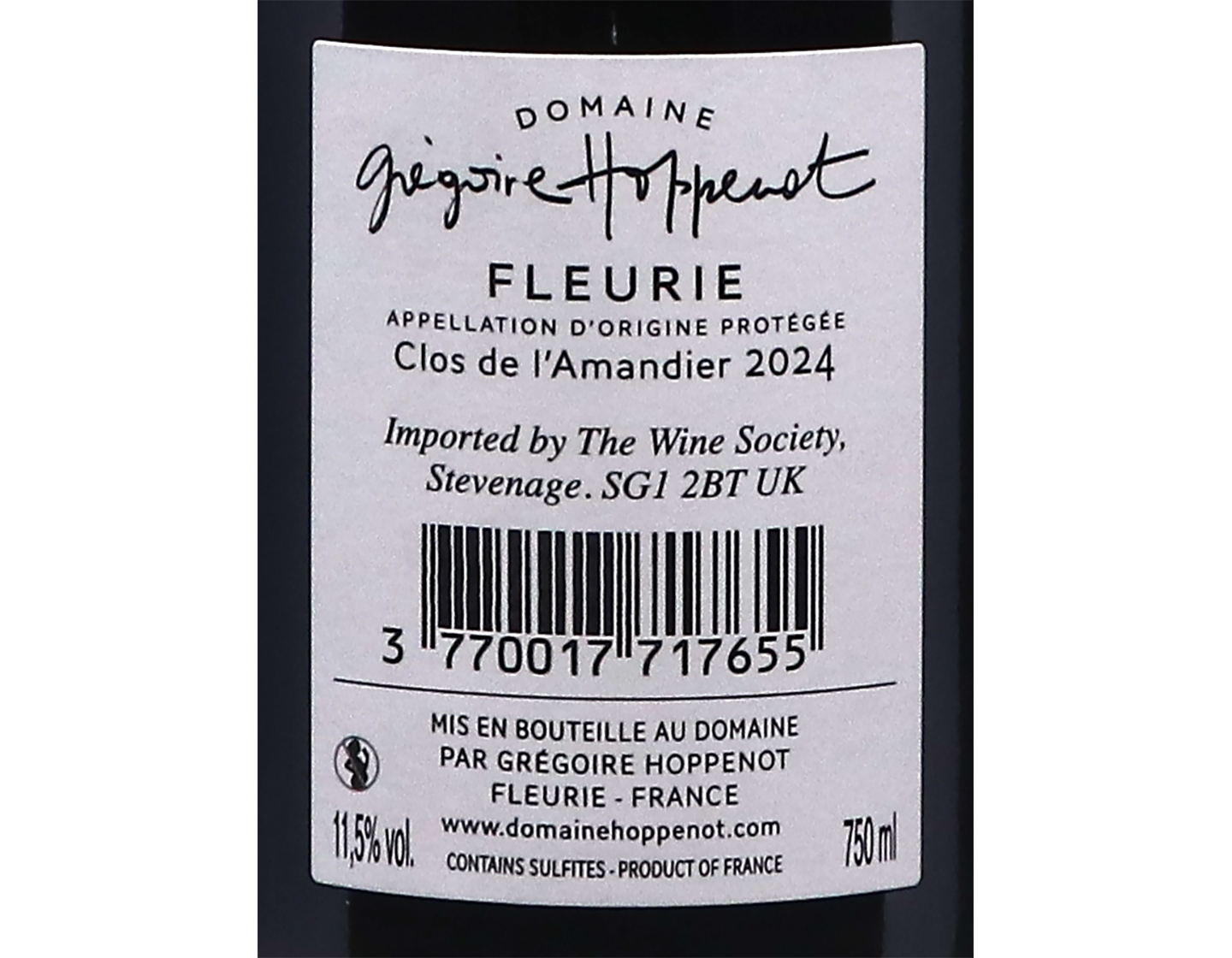 Fleurie Clos de l'Amandier Domaine Gregoire Hoppenot 2024
