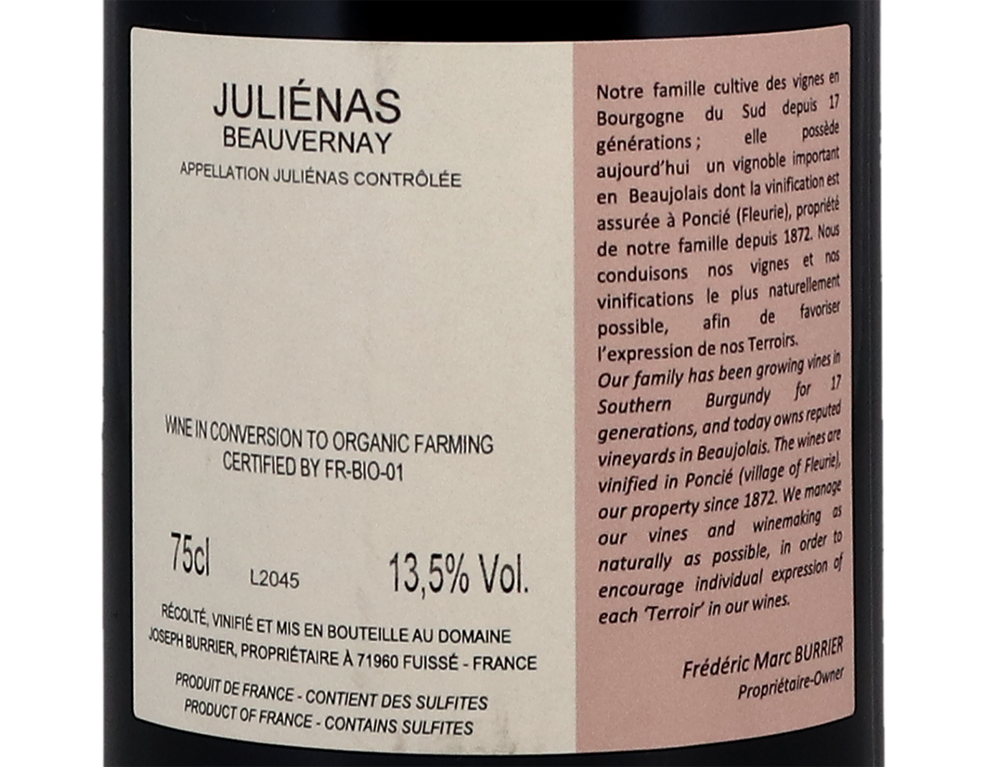 Juliénas Beauvernay, Domaine Joseph Burrier 2020