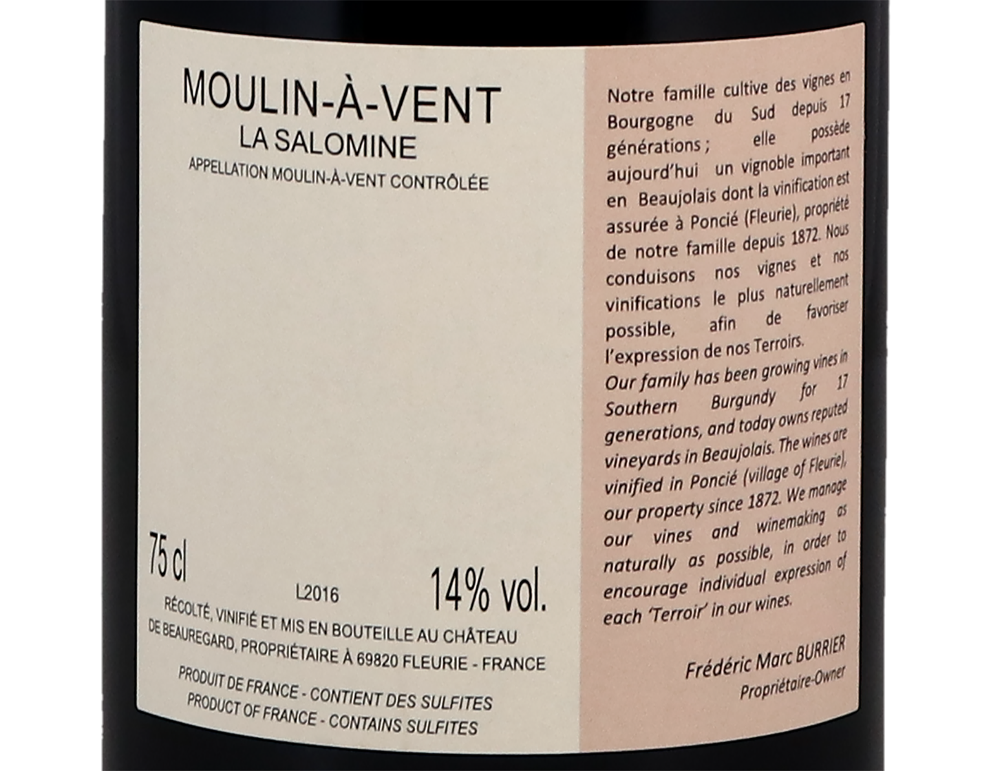 Chateau de Beauregard Moulin a Vent La Salomine 2020