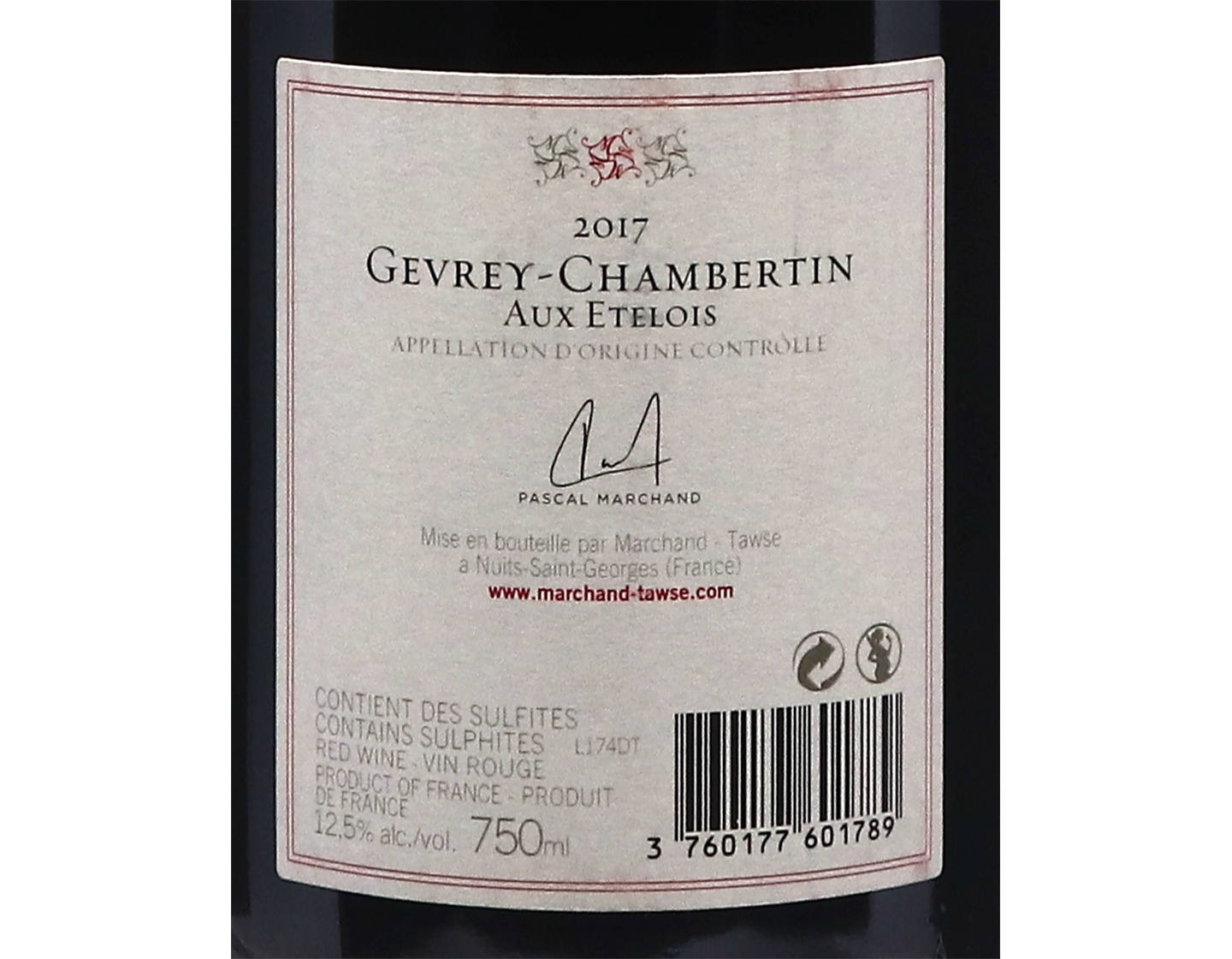 Domaine Tawse Gevrey Chambertin En Etelois 2017
