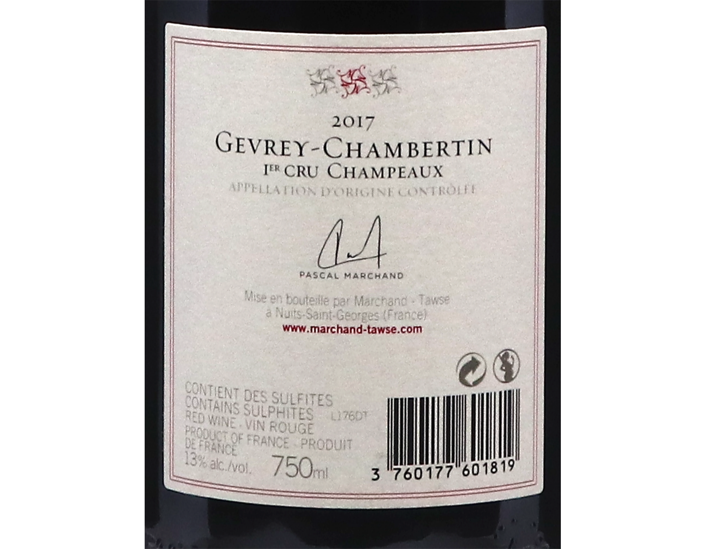 Domaine Tawse Gevrey Chambertin PC Champeaux 2017