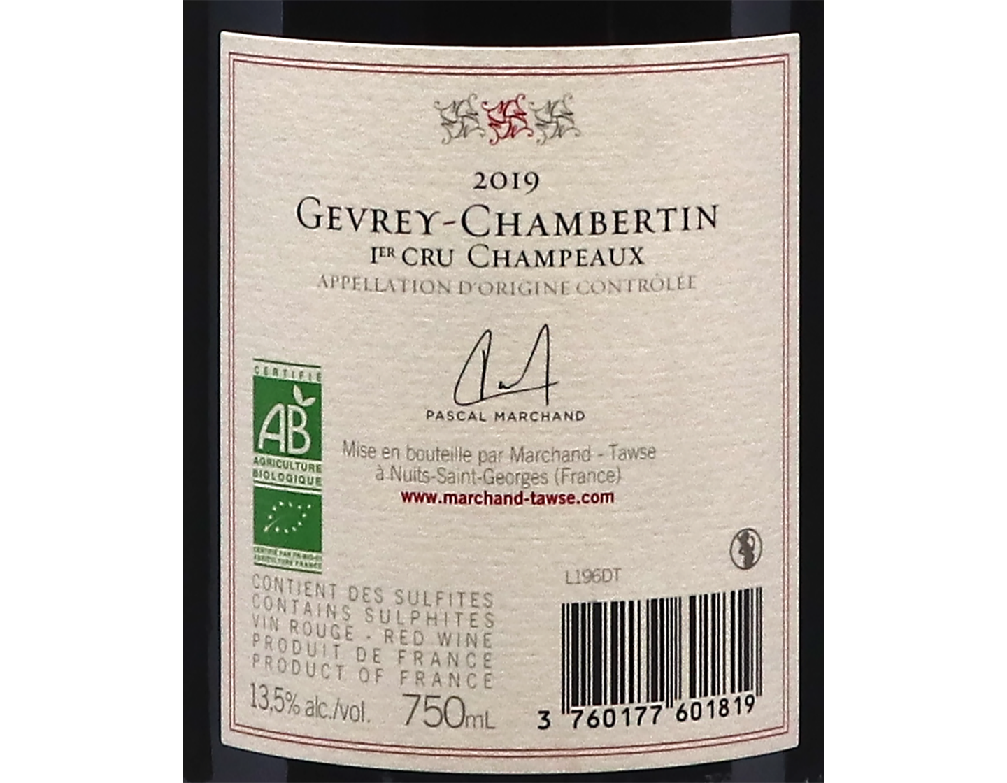 Domaine Tawse, Gevrey-Chambertin Premier Cru Champeaux 2019