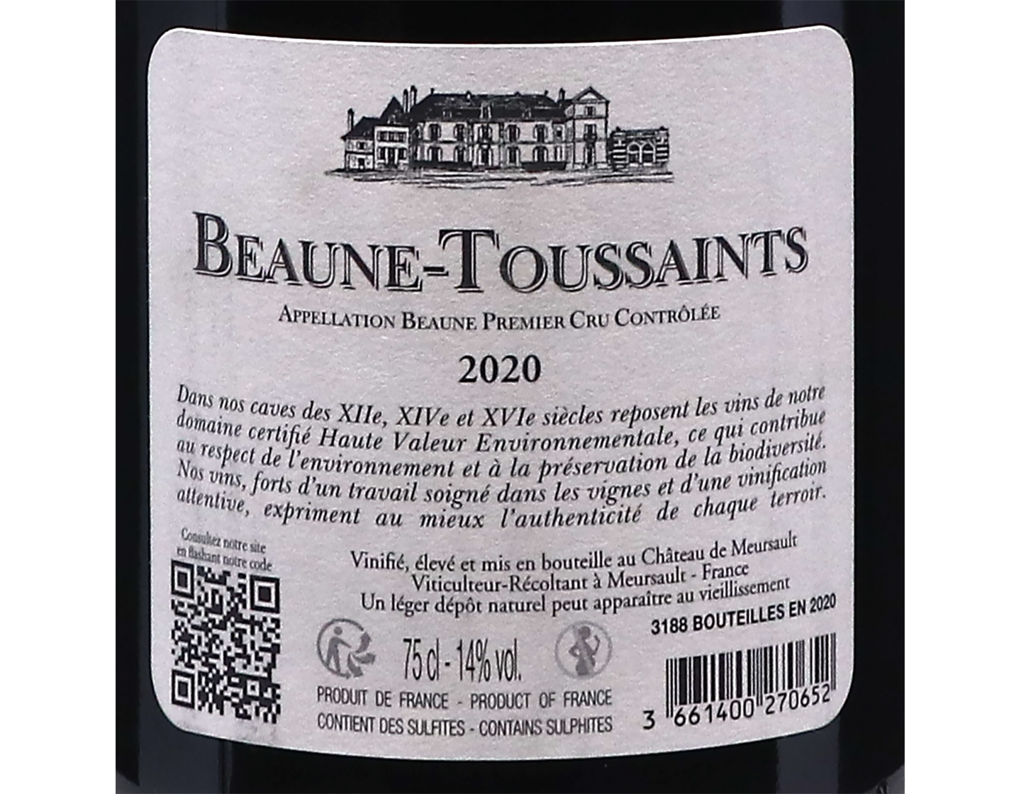 Chateau de Meursault Beaune Toussaints Premier Cru 2020