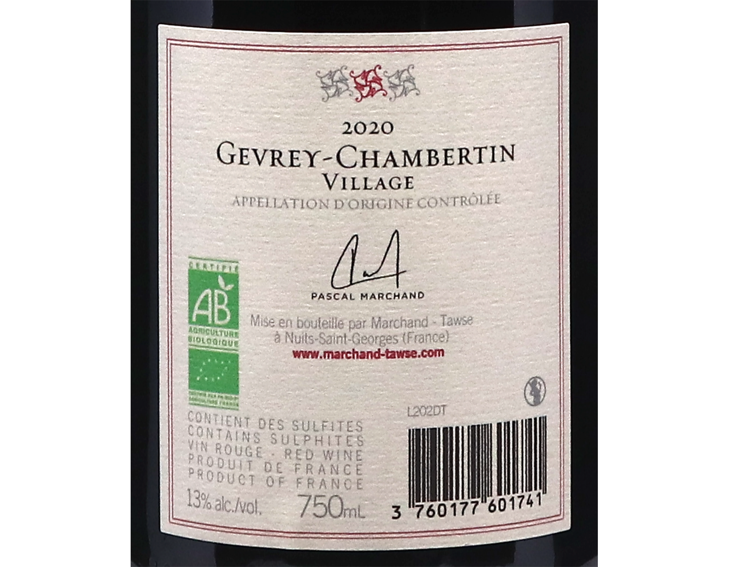 Domaine Tawse Gevrey Chambertin 2020 ORGANIC
