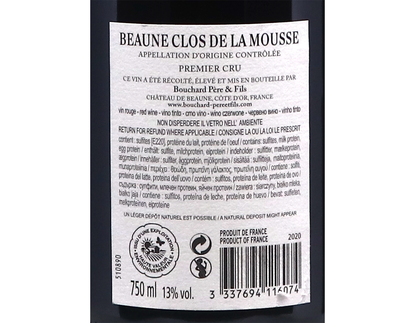 Bouchard Pere et Fils Beaune Premier Cru Clos de la Mousse 2020