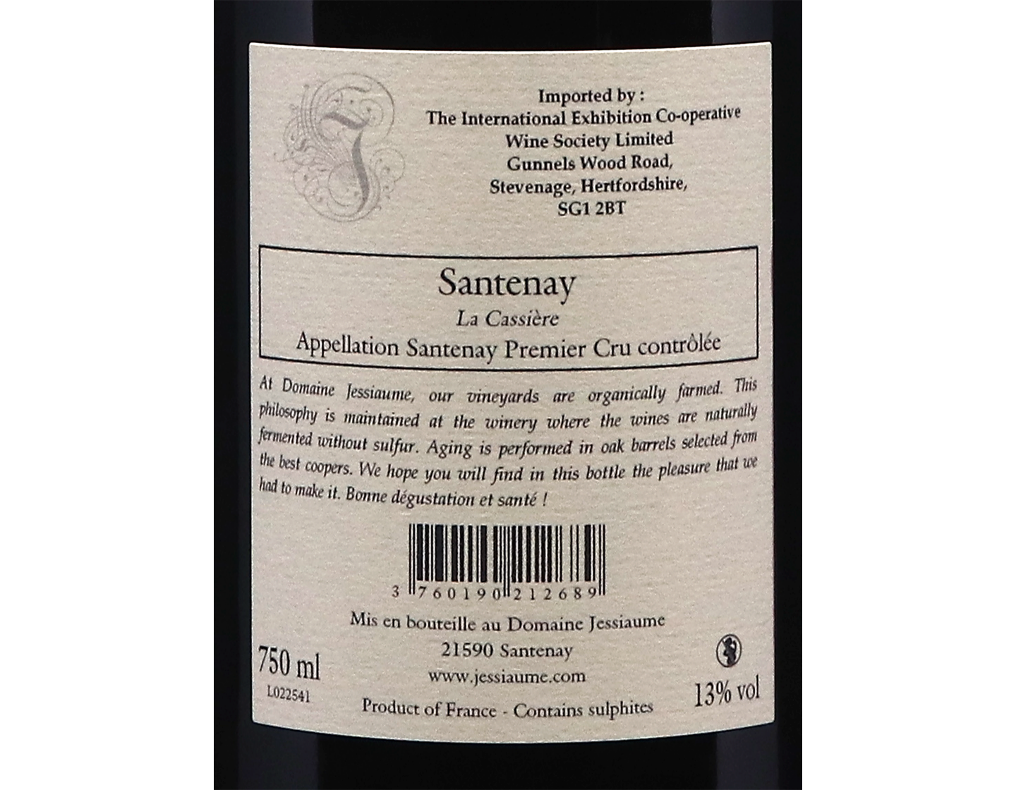 Domaine Jessiaume Santenay La Cassiere 2022