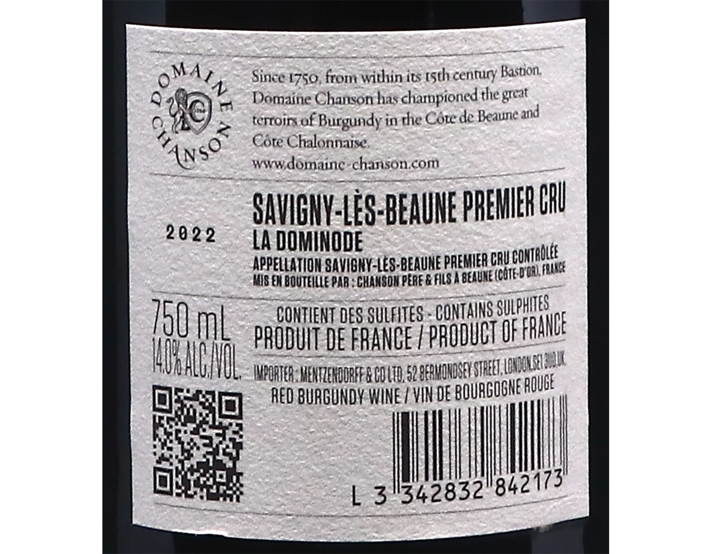 Chanson Pere et Fils Savigny Les Beaune PC La Dominode 2022