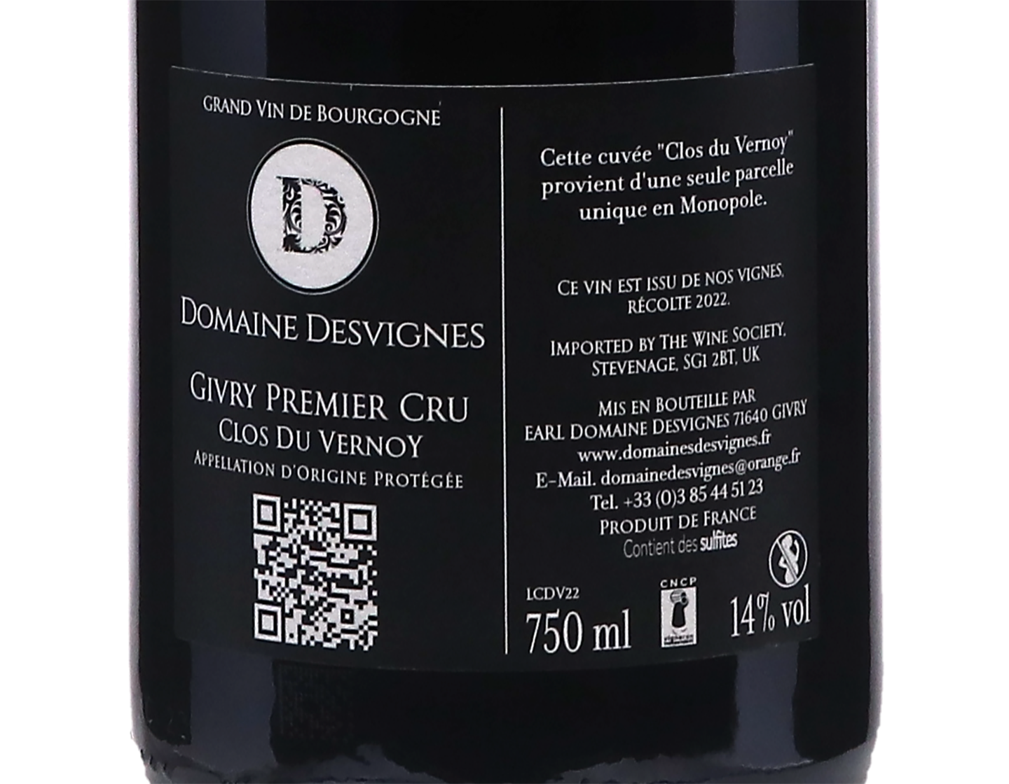 Dom Desvignes Givry PC Clos du Vernoy 2022