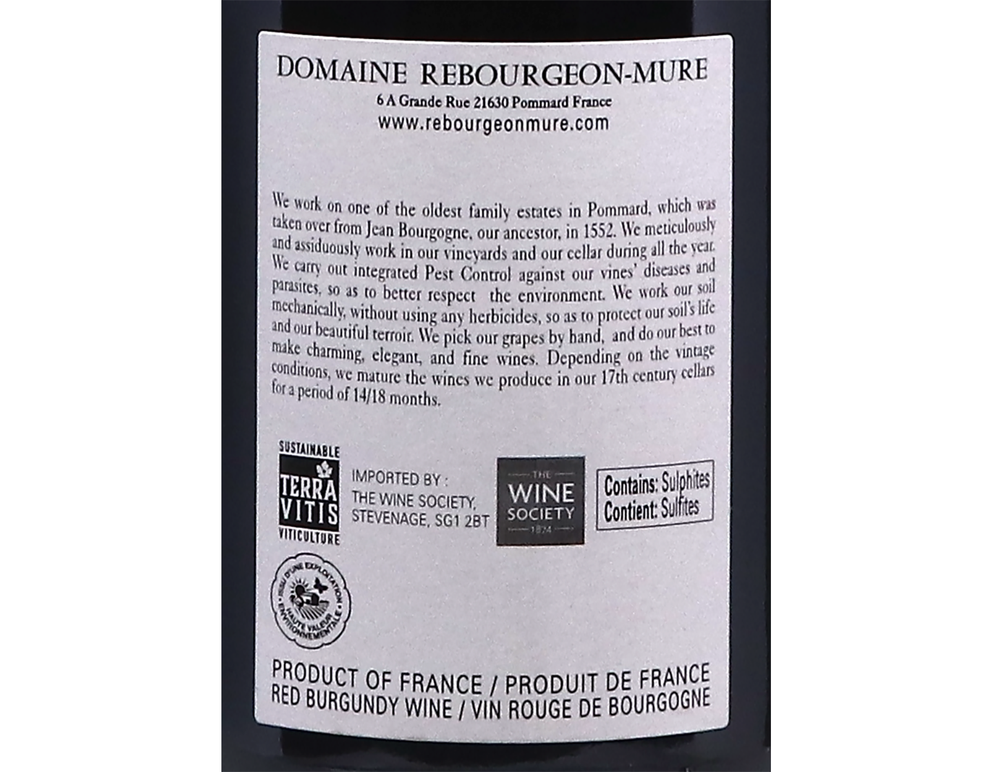 Domaine Rebourgeon-Mure,Volnay Premier Cru Santenots 2023