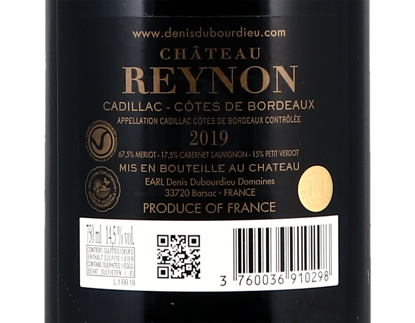 Ch Reynon Rouge Cadillac Cotes de Bordeaux 2019