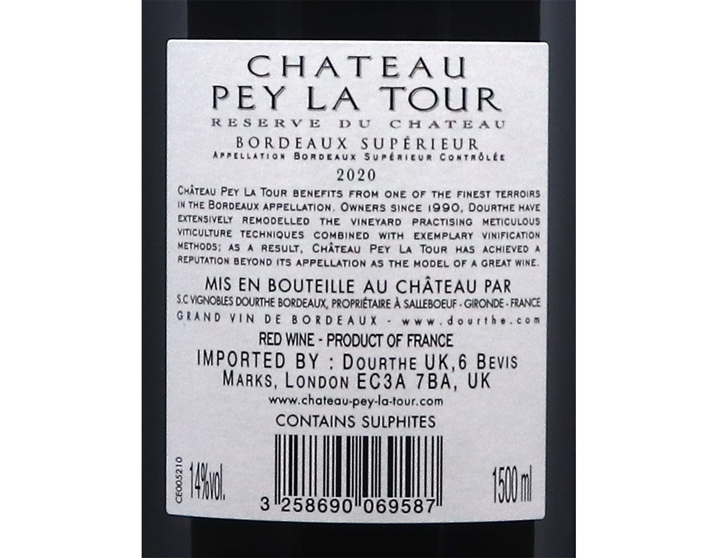 Magnum of Ch Pey La Tour Reserve Bordeaux Superieur 2020