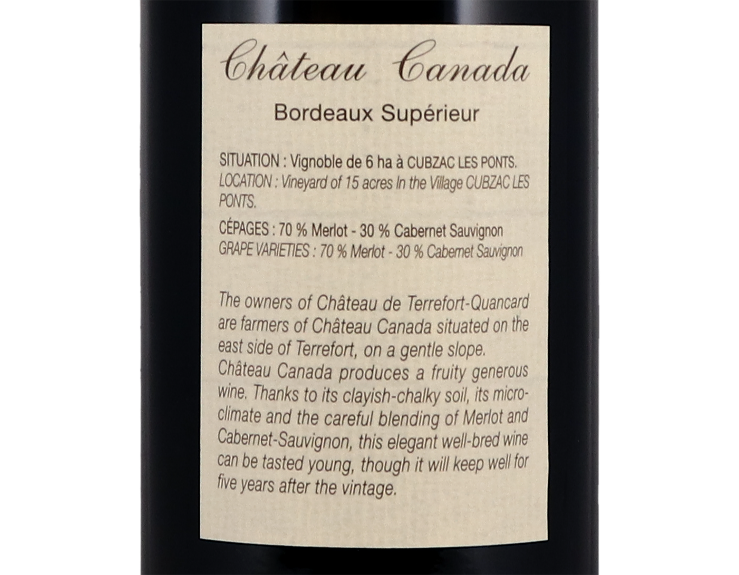 Château Canada, Bordeaux Supérieur 2019