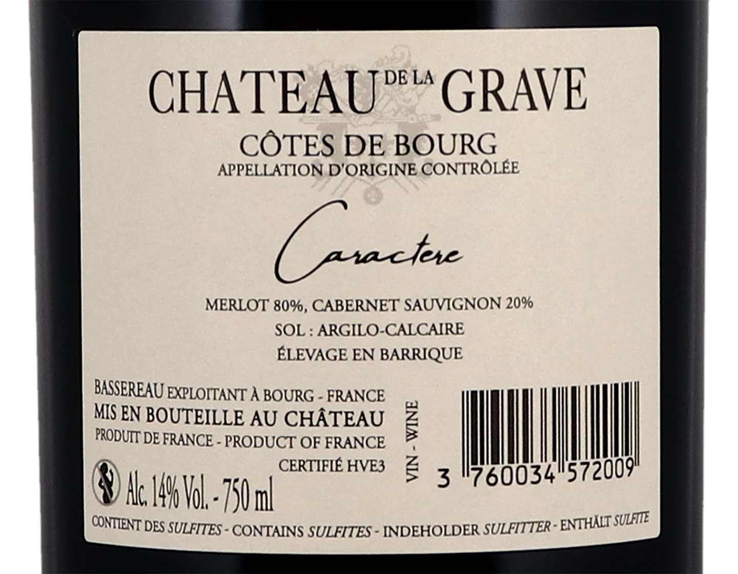 Château de la Grave ‘Caractère', Côtes de Bourg 2019