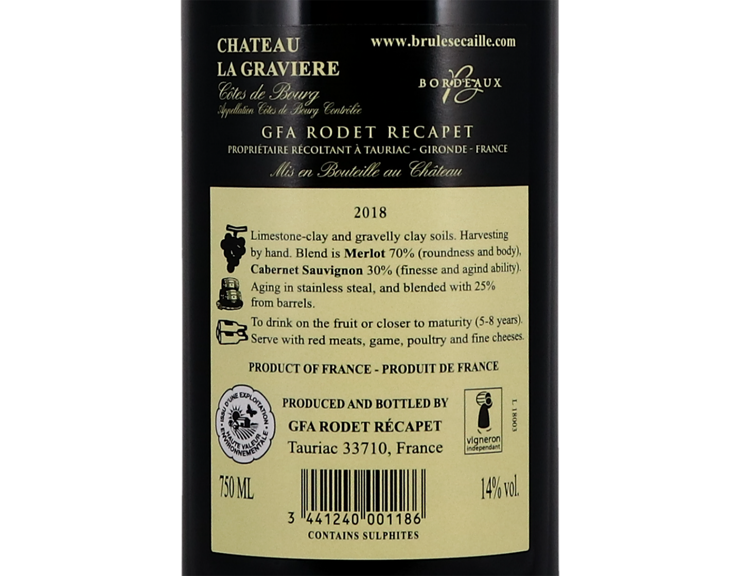 Château La Gravière, Côte de Bourg 2018