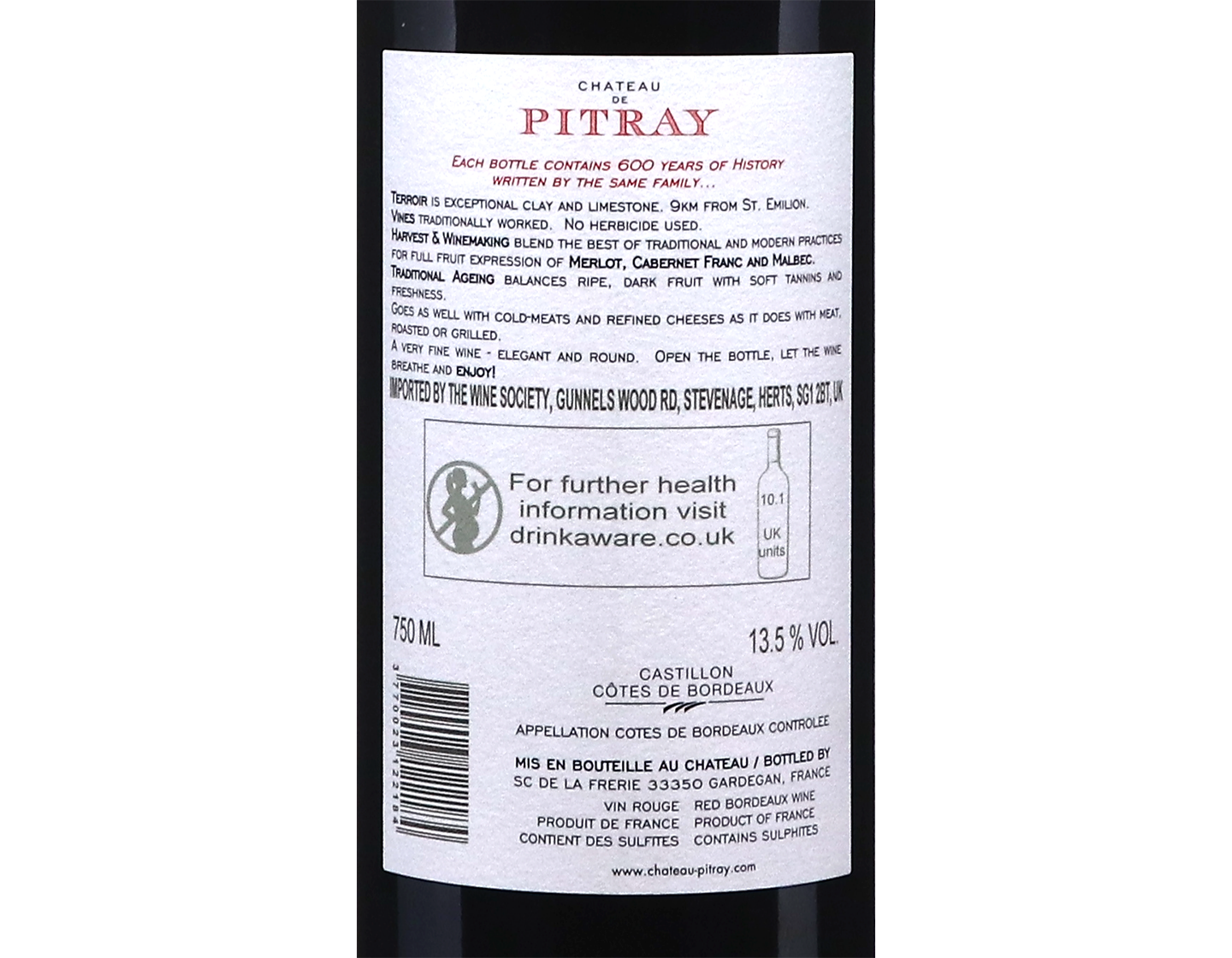 Chateau Pitray Castillon Cotes de Bordeaux 2021
