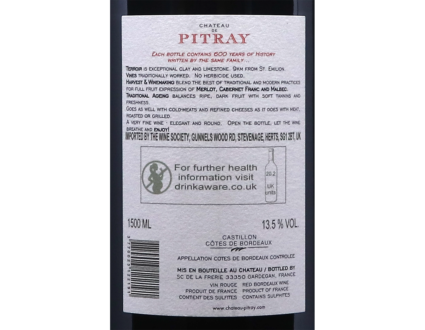 Chateau Pitray Castillon Cotes de Bordeaux 2021 Magnums