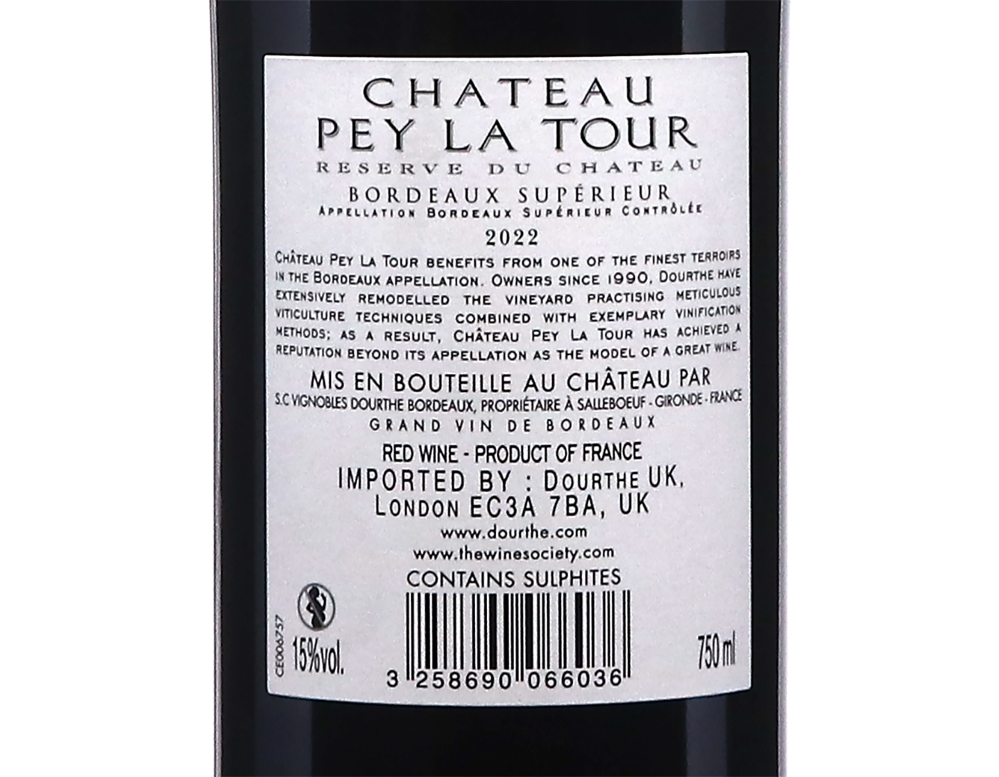 Chateau Pey La Tour Reserve Bordeaux Superieur 2022