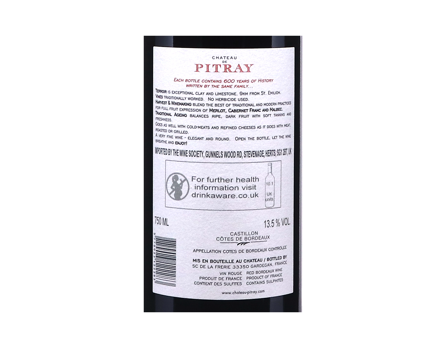 Chateau Pitray Castillon Cotes de Bordeaux 2022