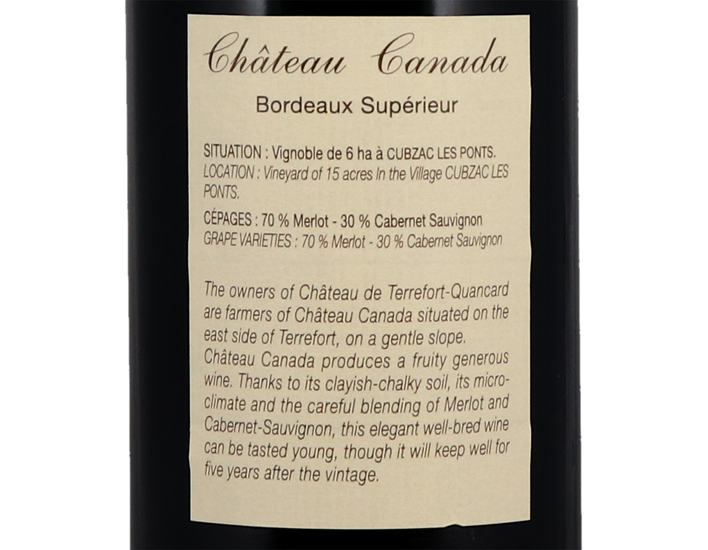 Ch Canada Bordeaux Superieur 2020