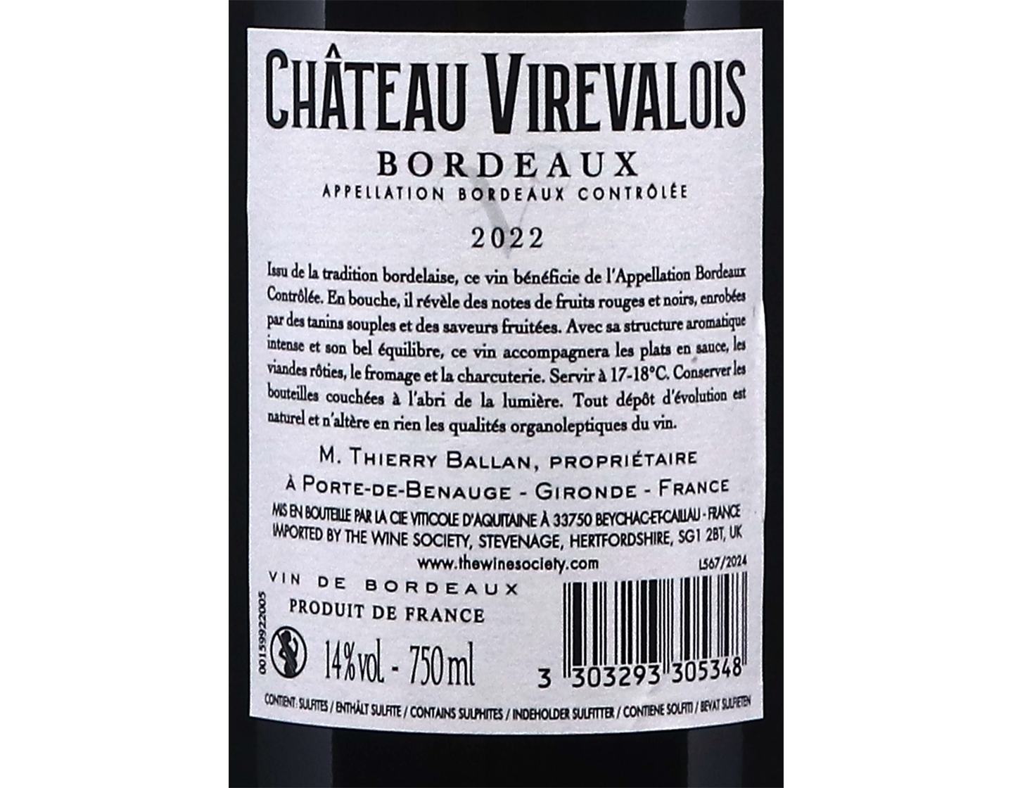 Ch Virevalois Bordeaux 2022