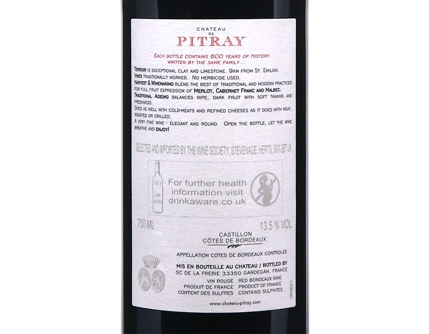 Chateau Pitray Castillon Cotes de Bordeaux 2023