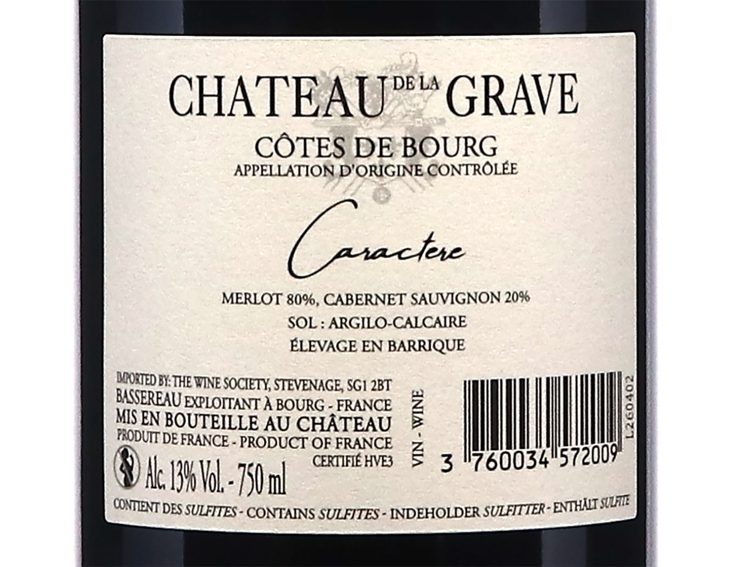 Chateau de la Grave Caractere Cotes de Bourg 2022 ORGANIC