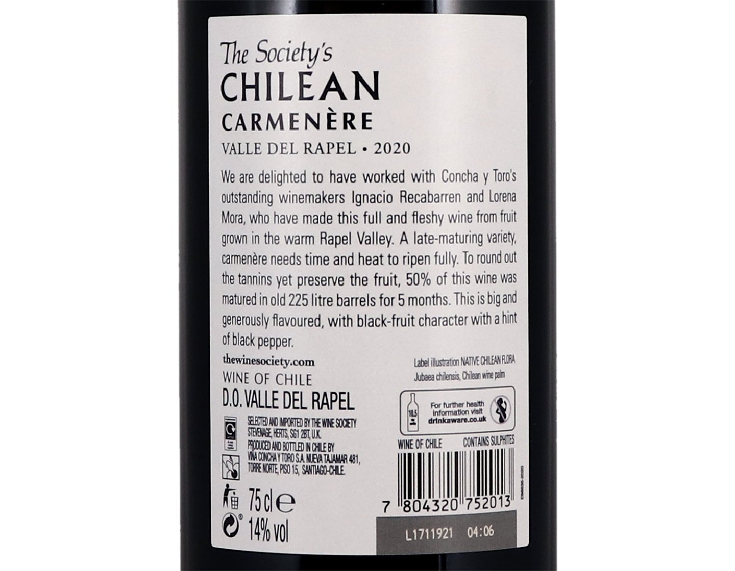 The Society's Chilean Carmenère Rapel Valley 2020
