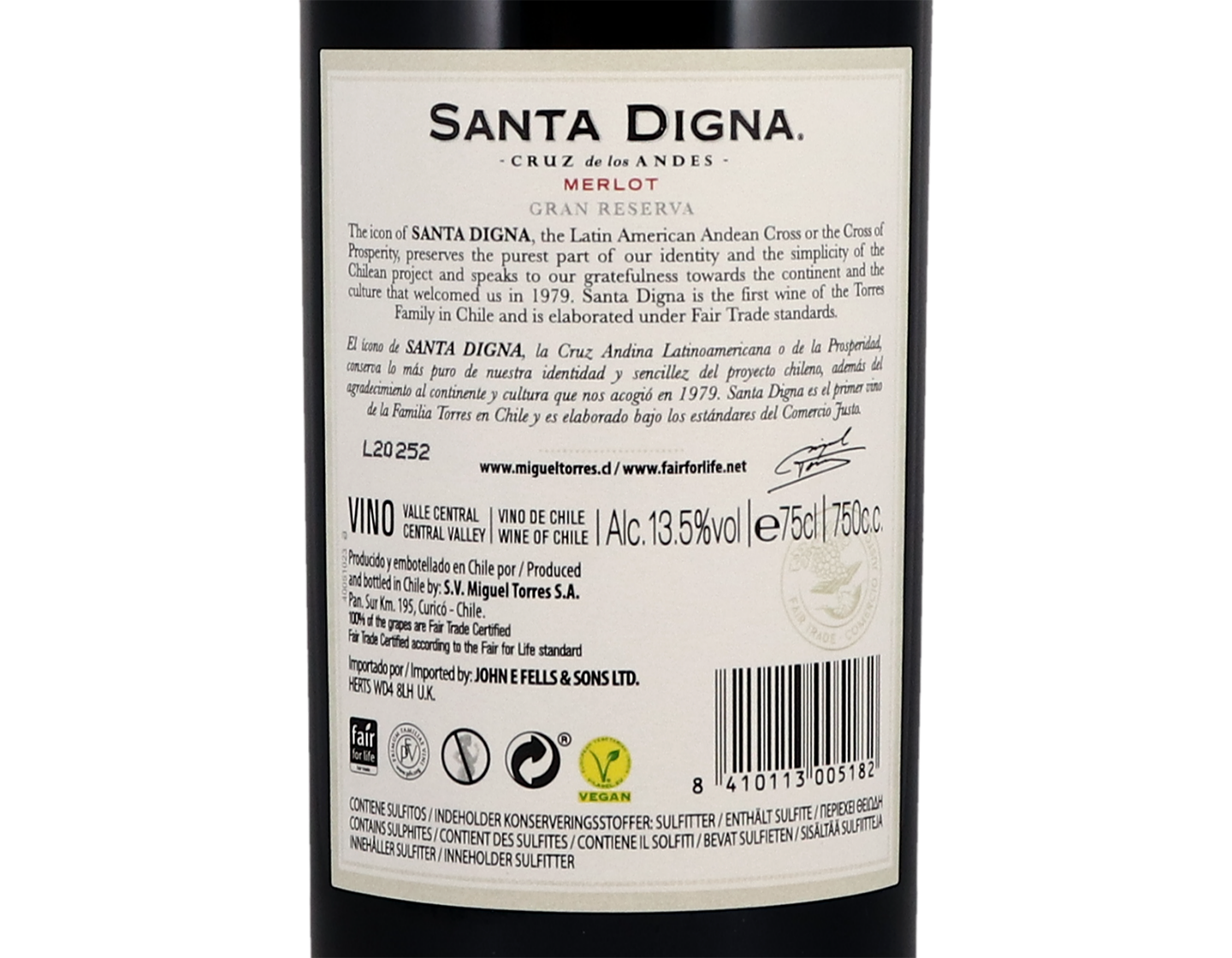 Torres Santa Digna Gran Reserva Merlot 2018
