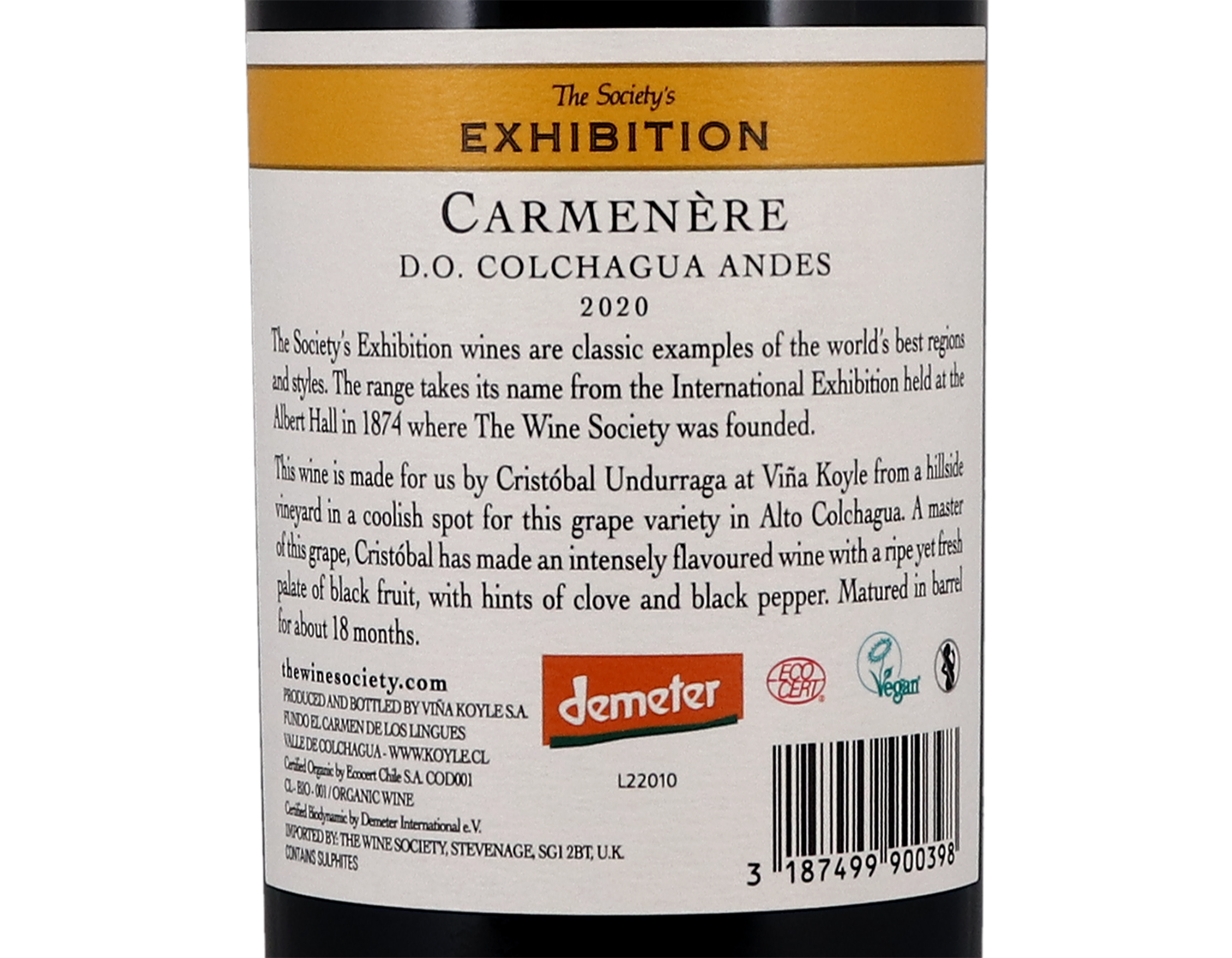 The Society's Exhibition DO Colchagua Andes Carmenère 2020