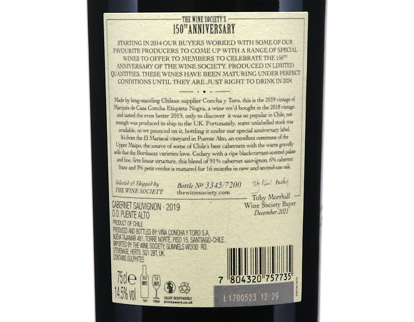 The Society's 150th Anniversary Puente Alto Cabernet Sauvignon 2019