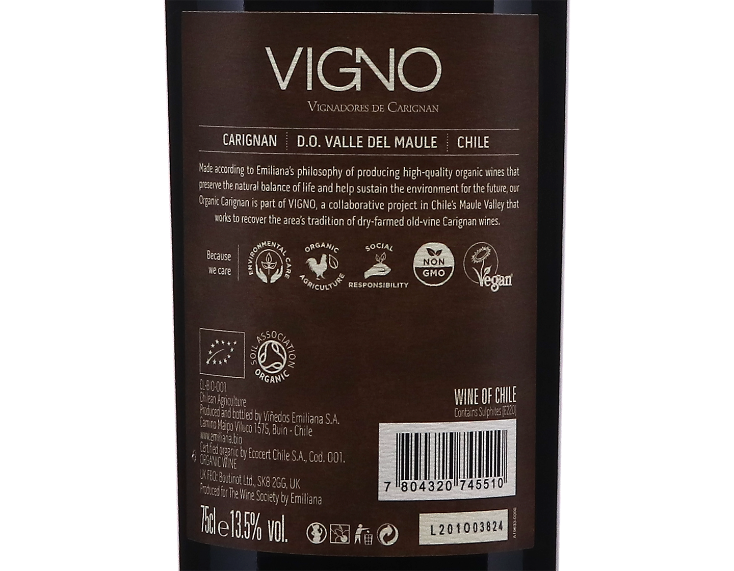 Emiliana Vigno DO Valle de Maule 2020 ORGANIC