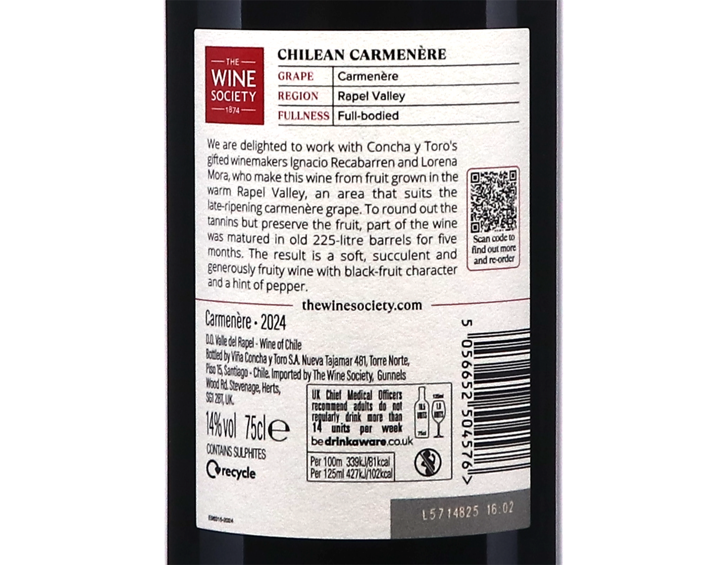 The Society's Chilean Carmenère, Rapel Valley 2024