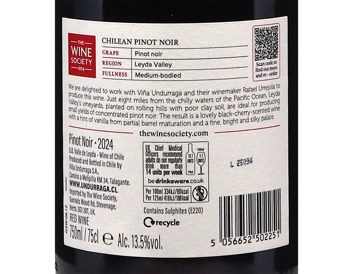 The Society's Chilean Pinot Noir Leyda 2024