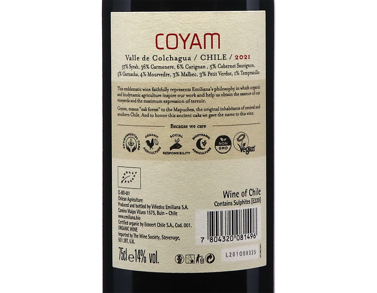 Emiliana Coyam Los Robles Estate DO Colchagua 2021 ORGANIC