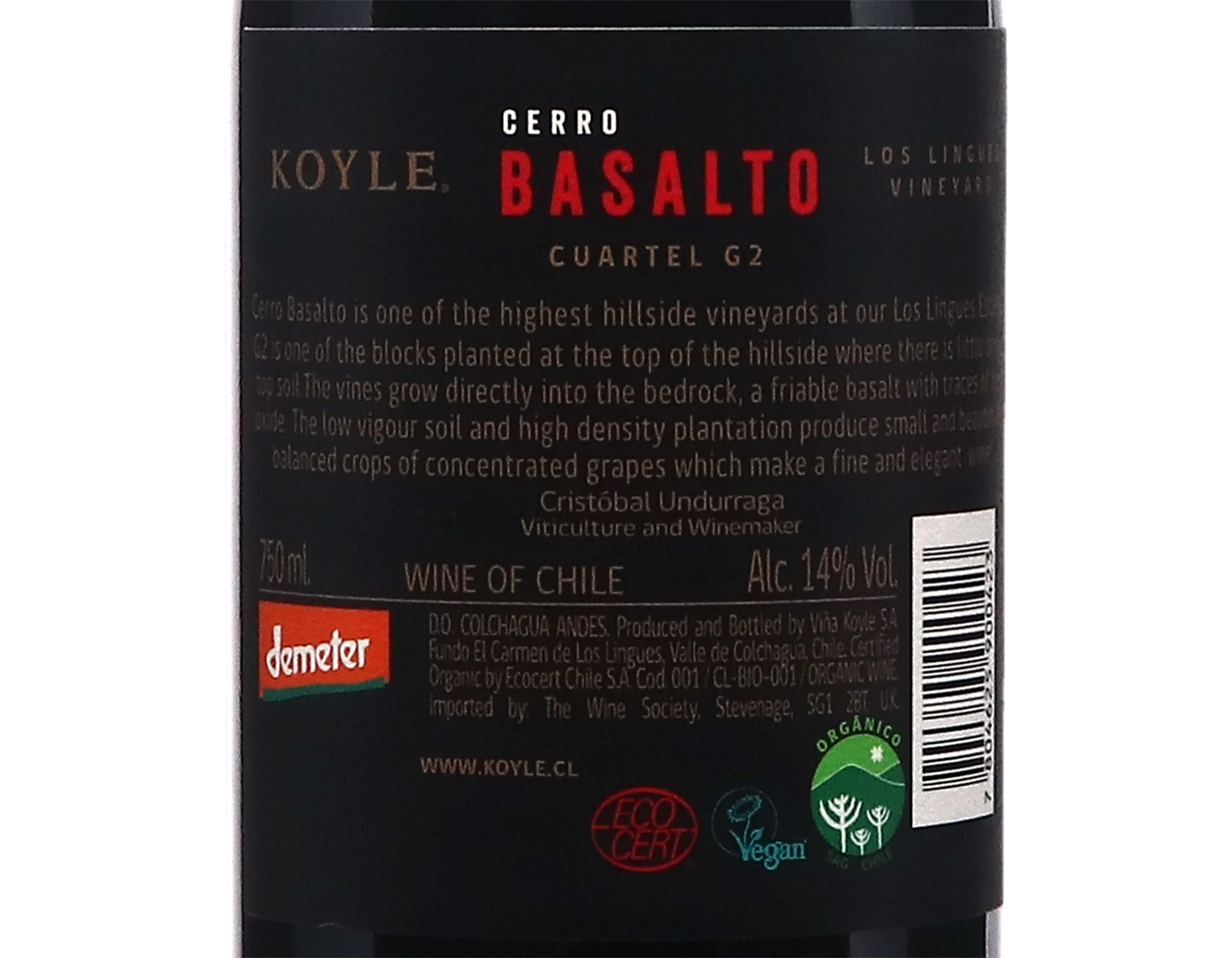 Koyle Cerro Basalto Cuartel G2 Carmenere 2022 ORGANIC