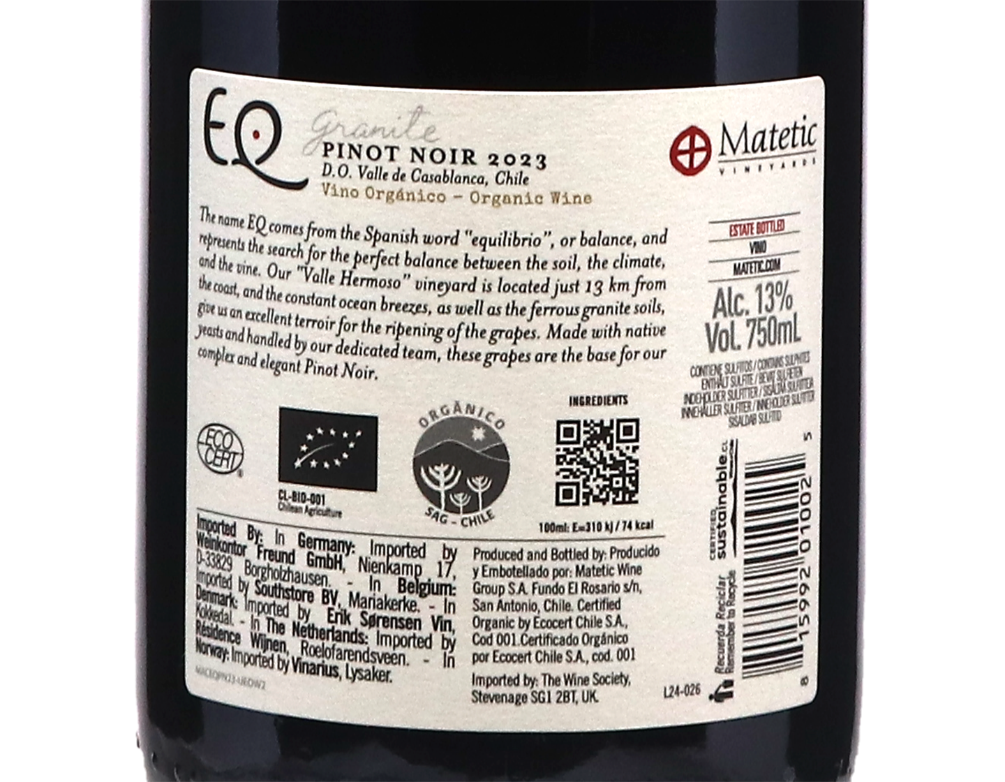 Matetic EQ Granite Valle Hermoso D.O. Casablanca Pinot Noir 2023