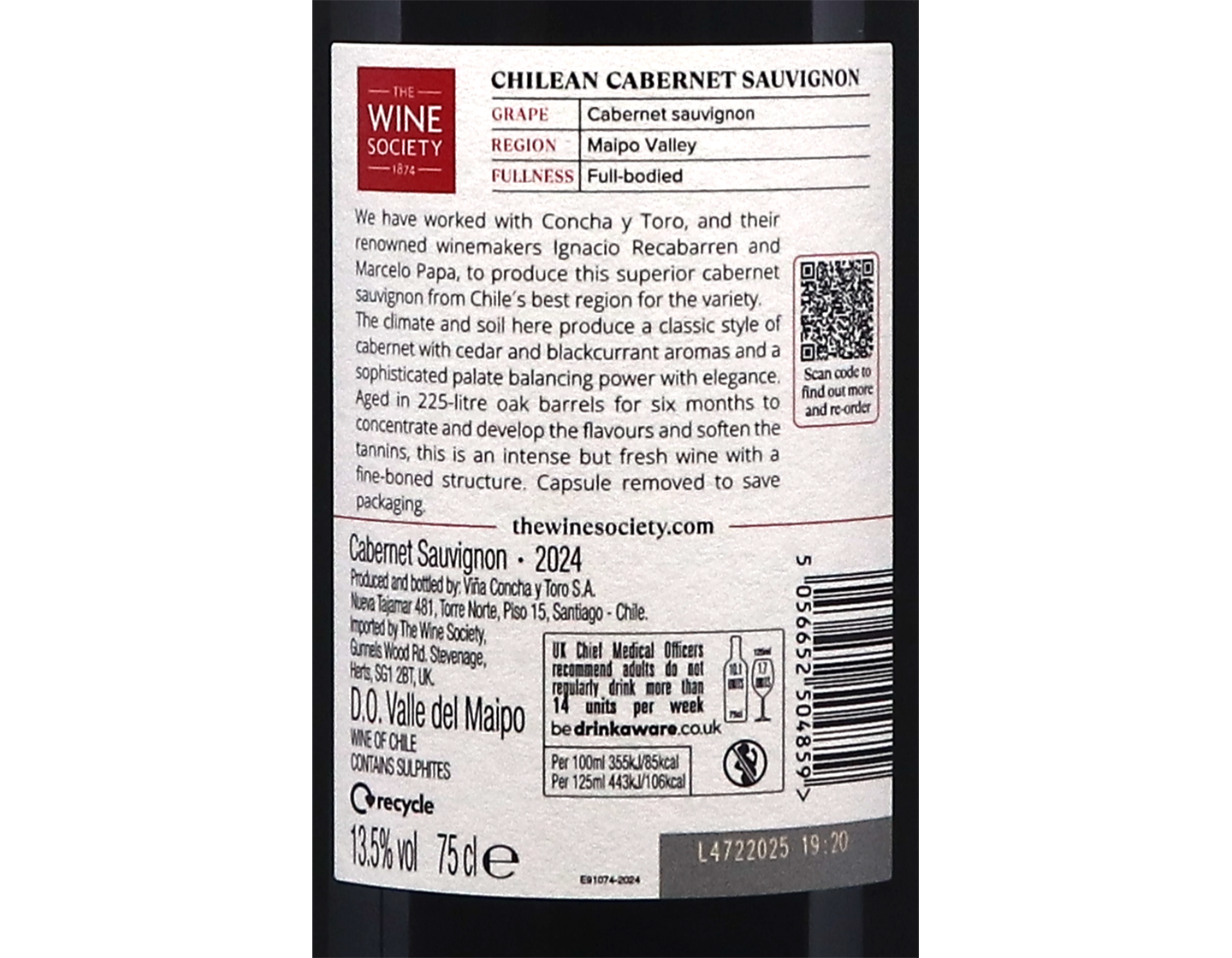 The Society's Chilean Cabernet Sauvignon, Maipo 2024
