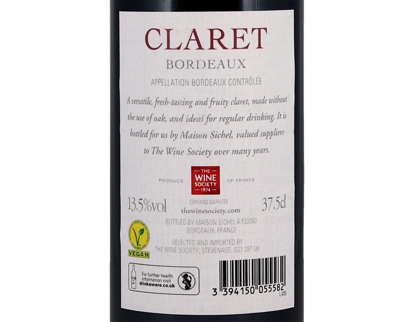 Half bottle of The Society's Claret 2020