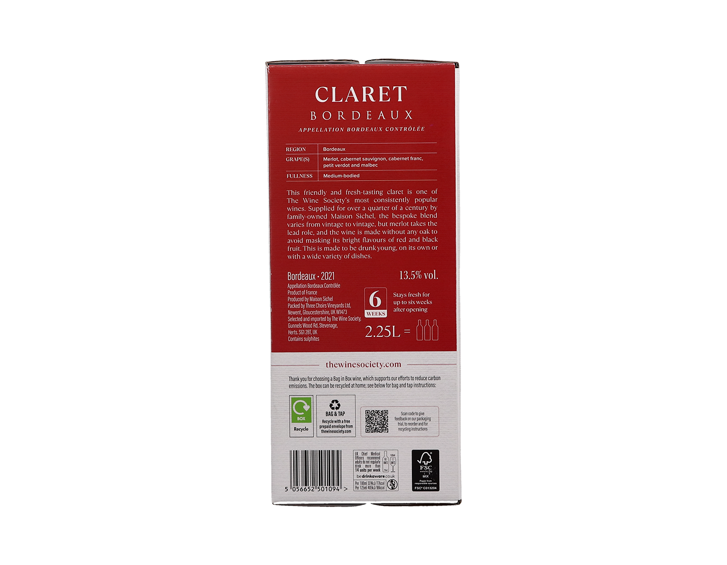2.25 Litre Box of The Society's Claret 2021