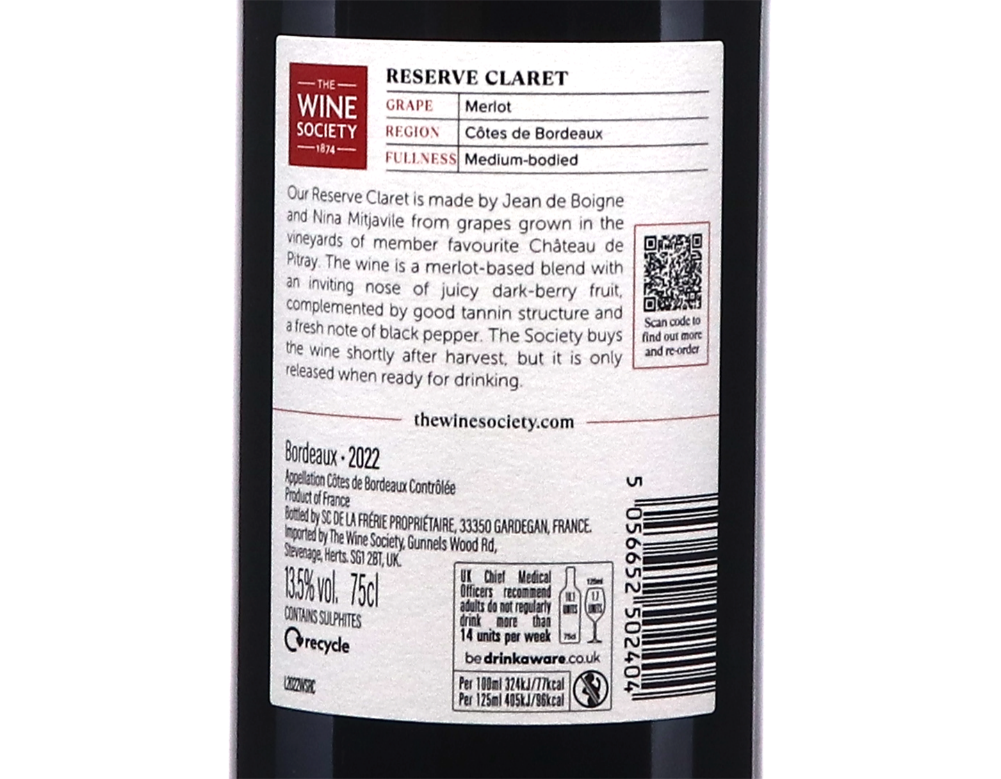 The Society's Reserve Claret Cotes de Bordeaux 2022
