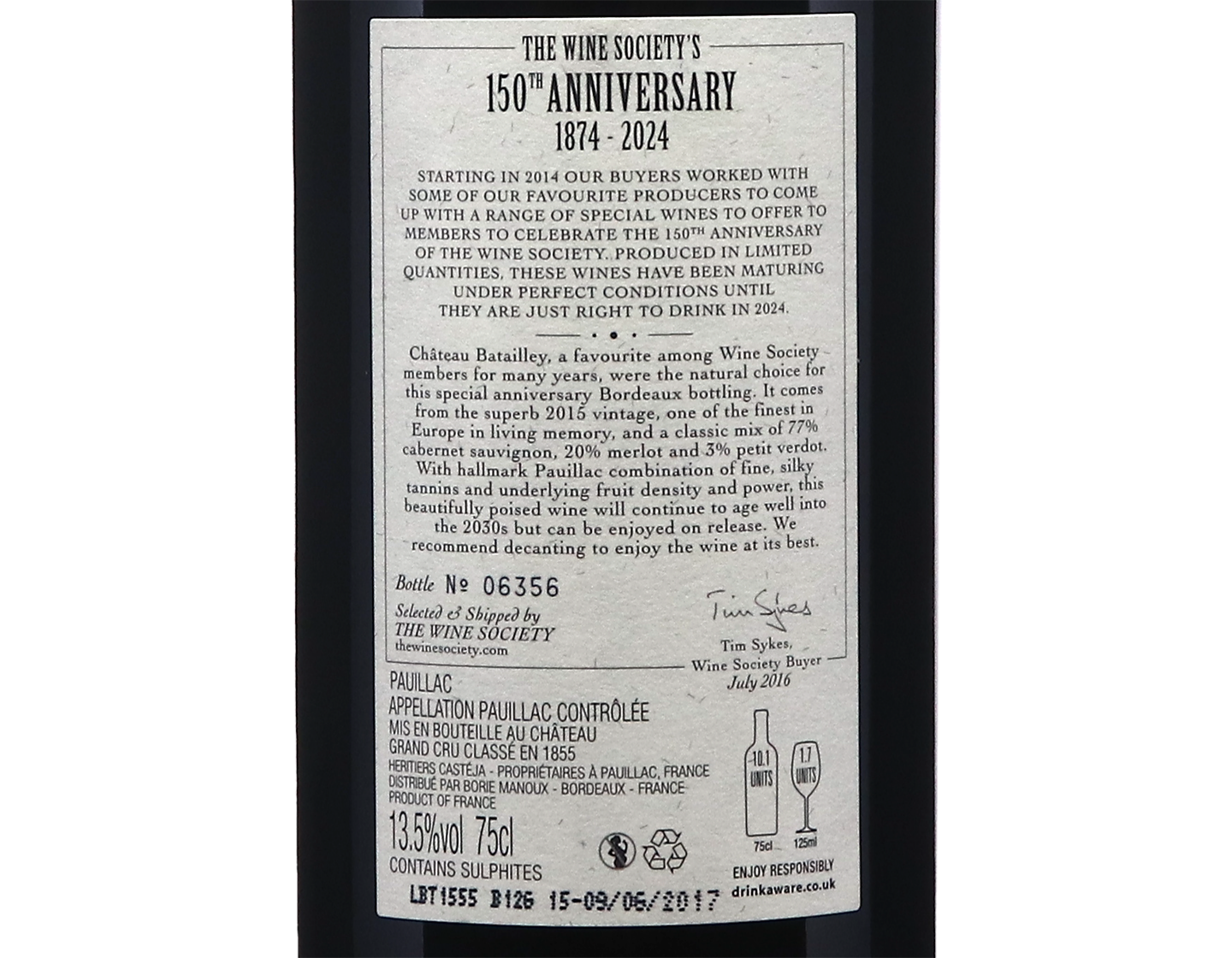The Society's 150th Anniversary Pauillac 2015