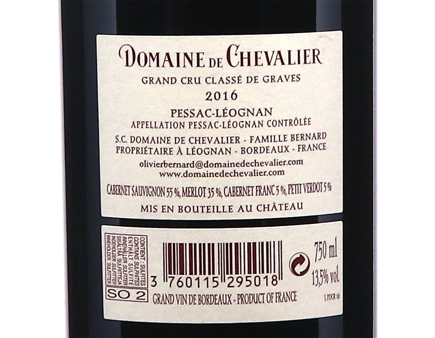 Dom de Chevalier Rouge Pessac Leognan 2016