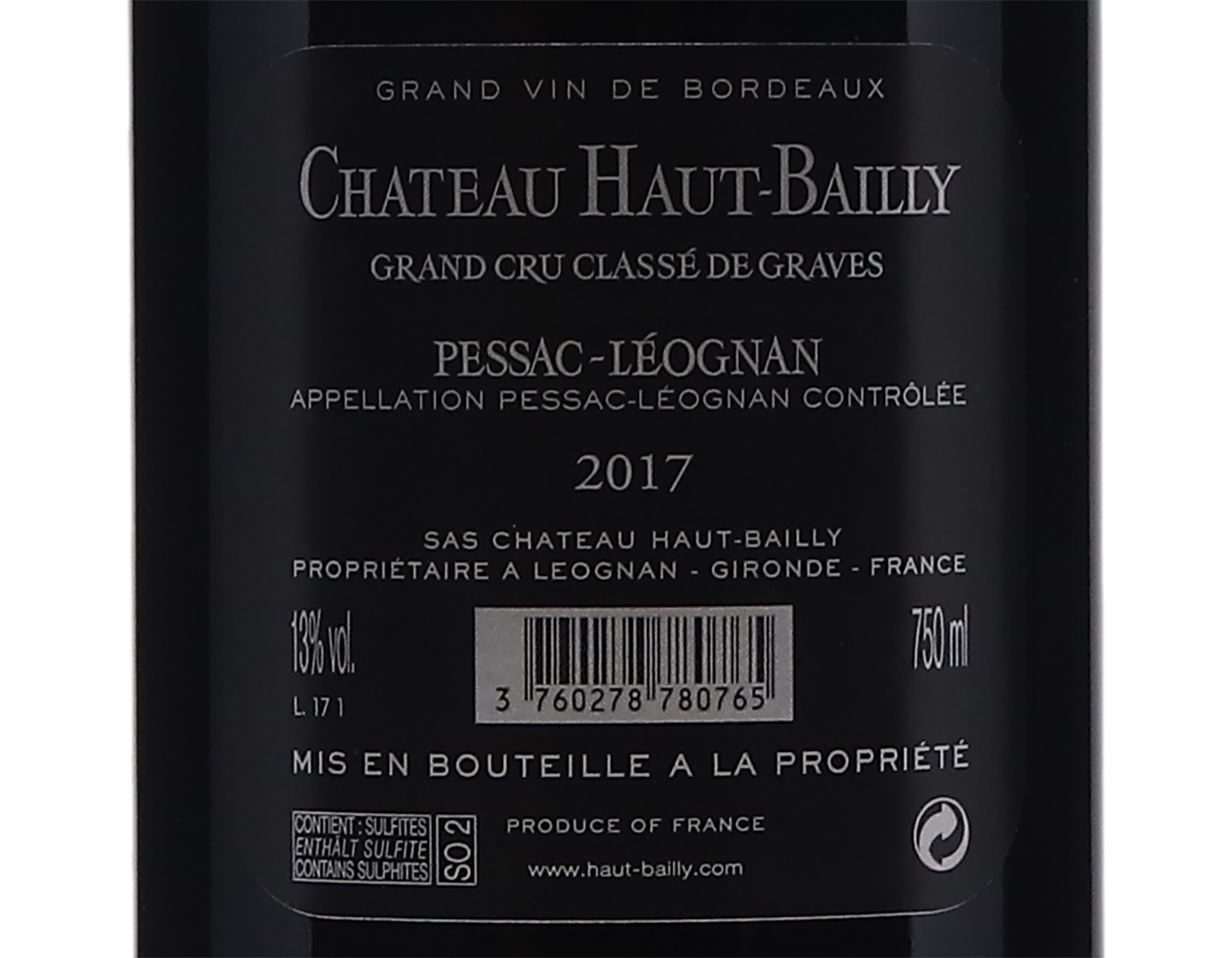 Ch Haut Bailly Pessac Leognan 2017