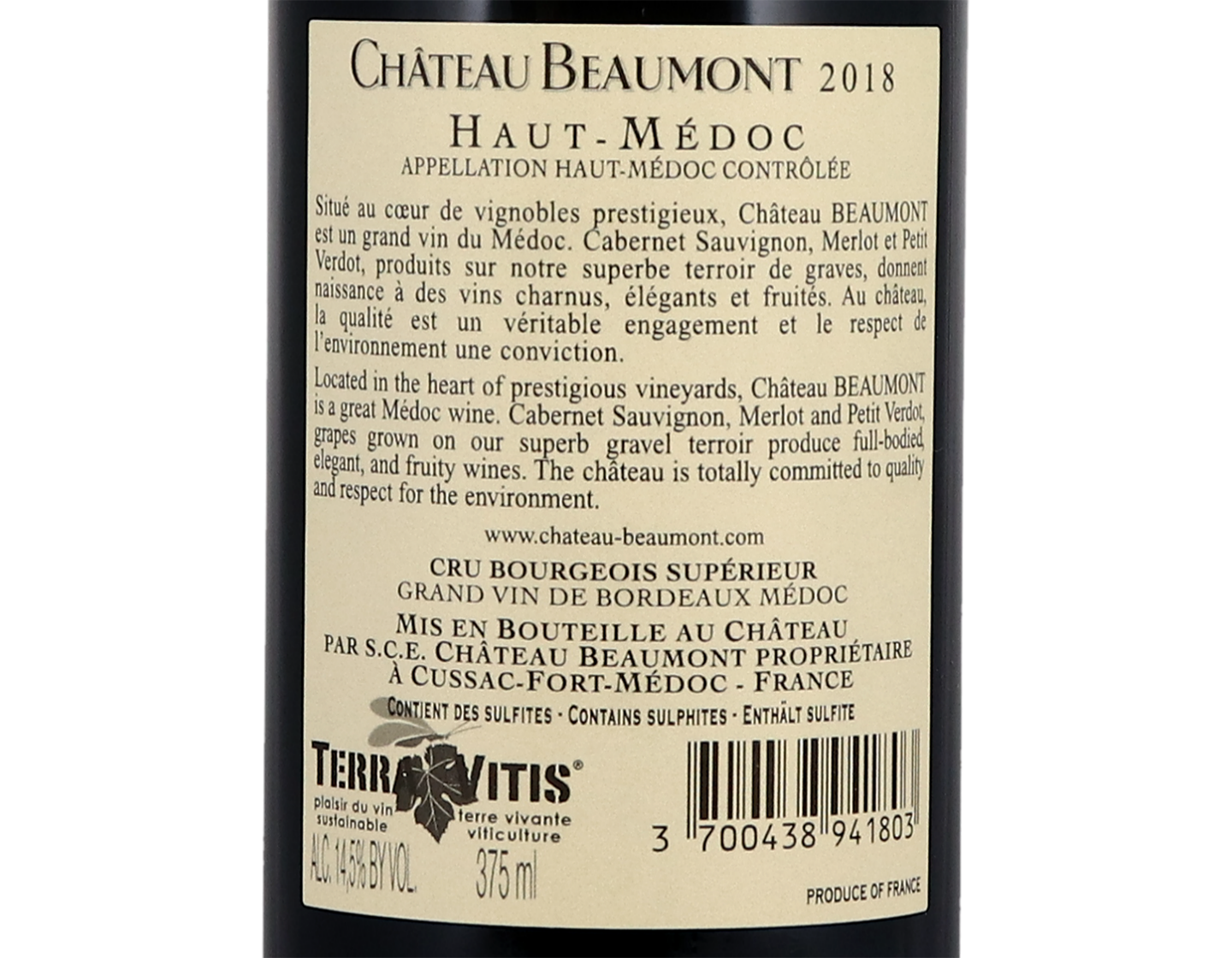 Ch Beaumont Haut Medoc 2018 Halves