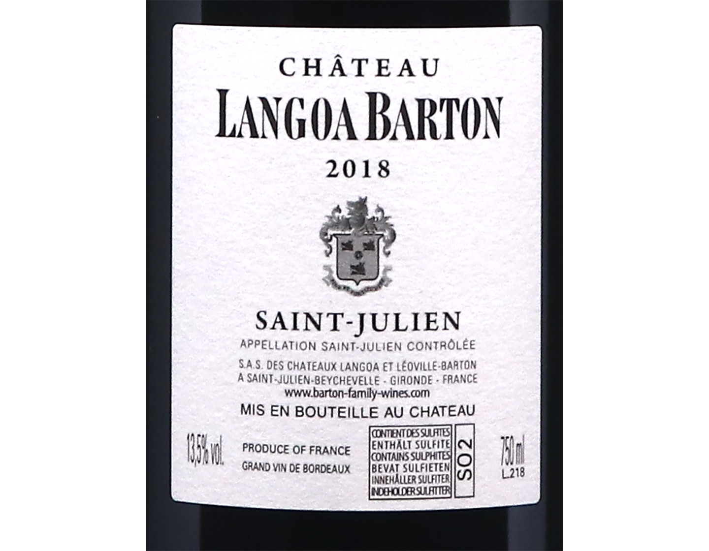 Château Langoa Barton, Saint-Julien 2018