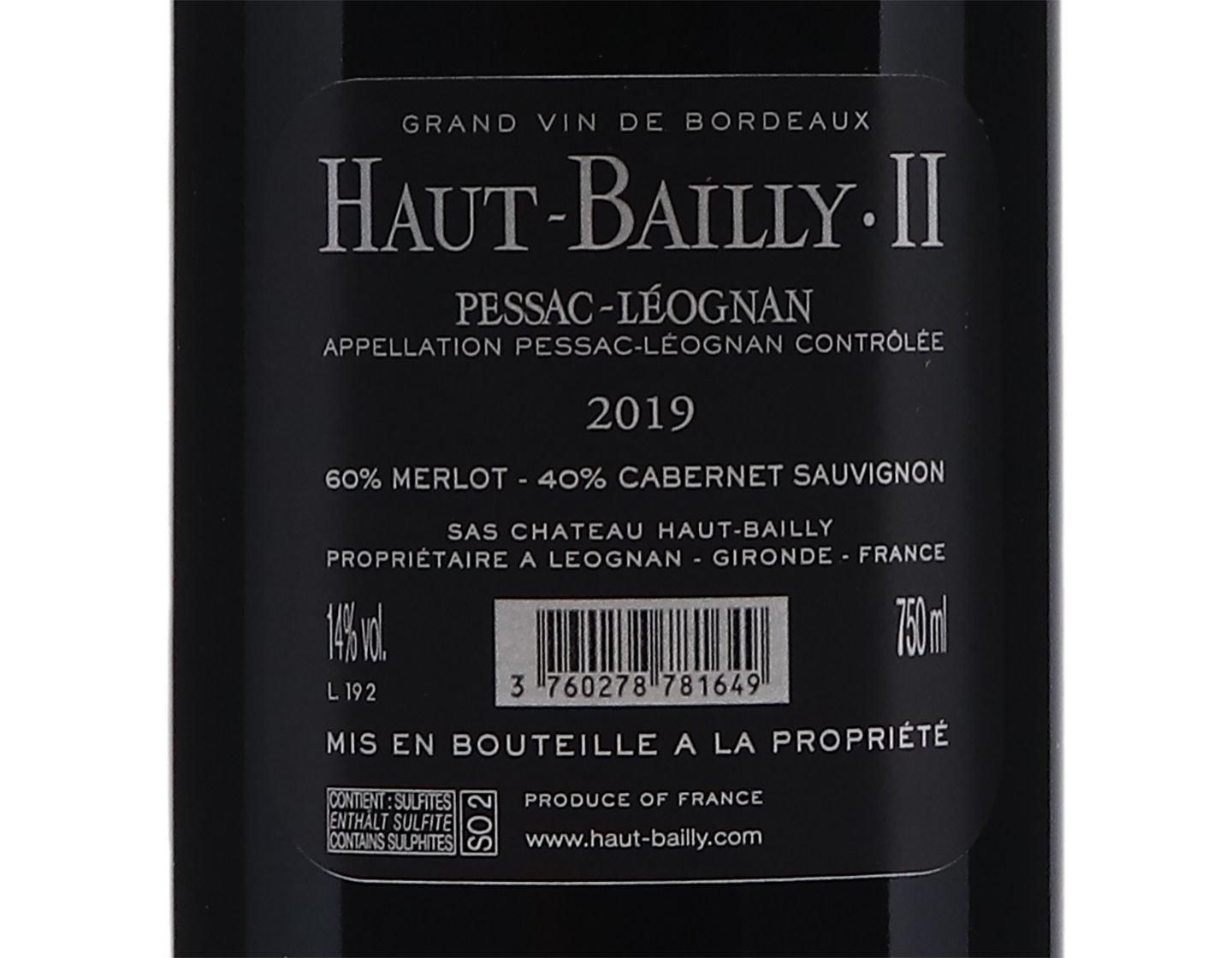 Haut Bailly II Pessac Leognan 2019