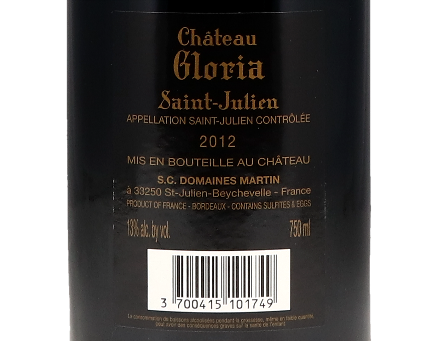 Ch Gloria St Julien 2012