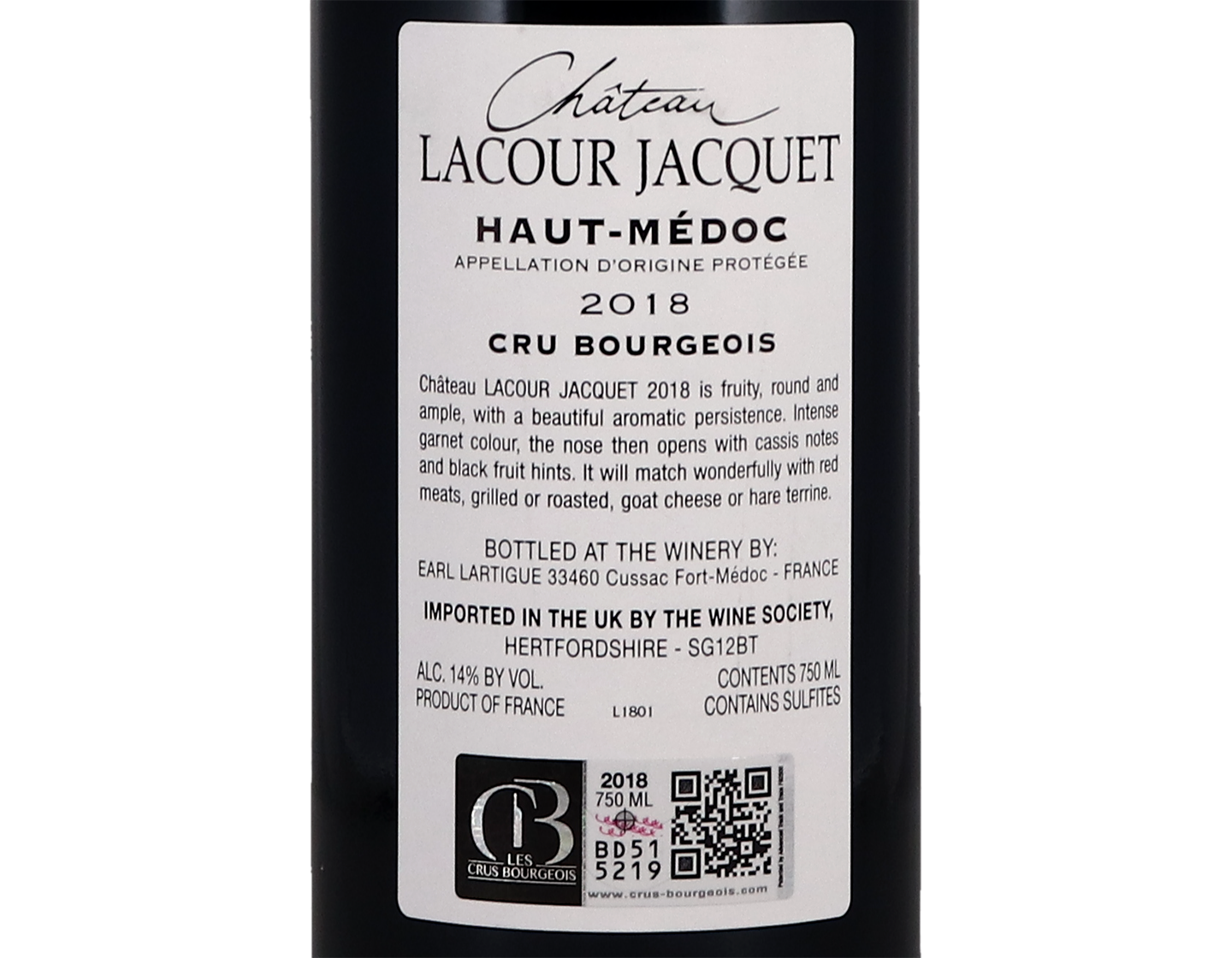 Ch Lacour Jacquet Haut Medoc 2018